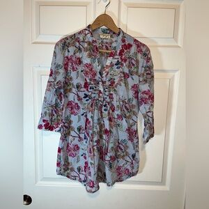 Floral Print Blouse with 3/4 Sleeves